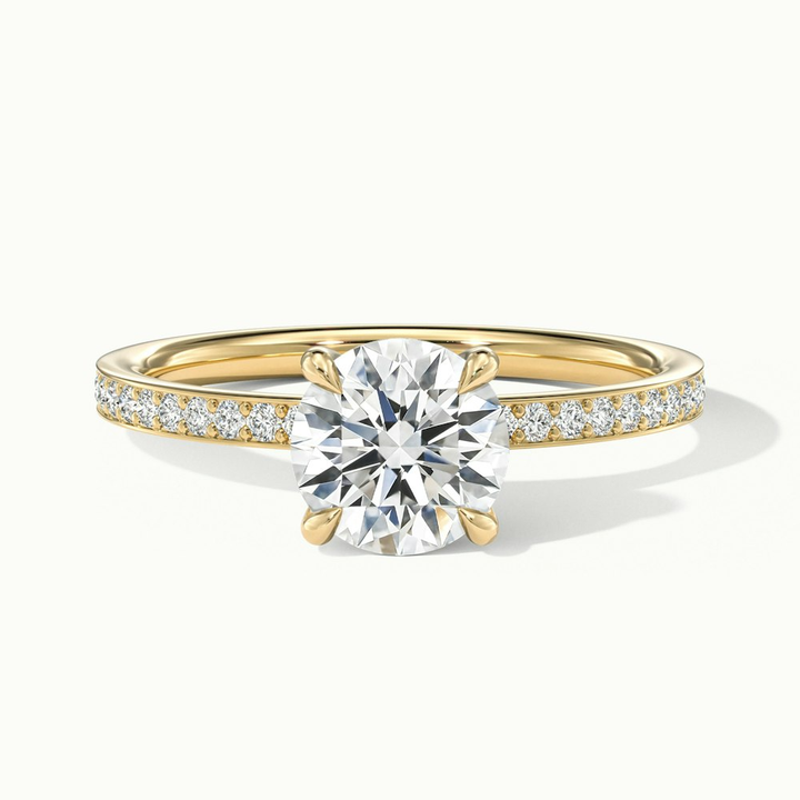 Cris 1.5 Carat Round Hidden Halo Pave Lab Grown Engagement Ring in 10k Yellow Gold