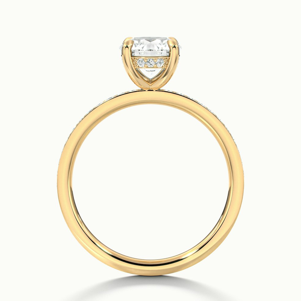 Cris 3 Carat Round Hidden Halo Pave Lab Grown Engagement Ring in 10k Yellow Gold