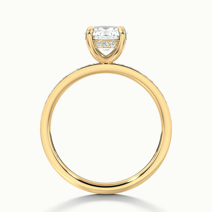 Cris 5 Carat Round Hidden Halo Pave Lab Grown Engagement Ring in 14k Yellow Gold