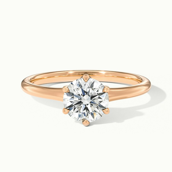 June 3 Carat Round Solitaire Moissanite Diamond Ring in 18k Rose Gold