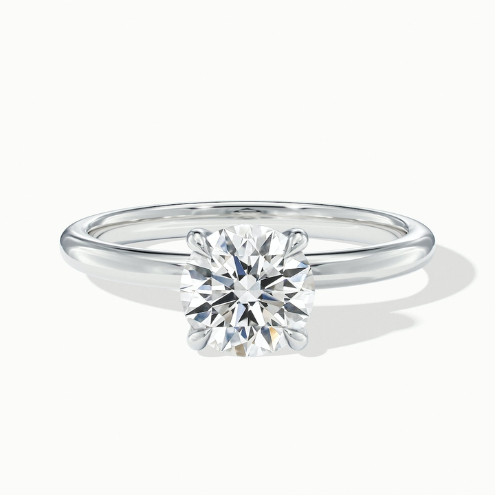 Jany 1 Carat Round Cut Solitaire Moissanite Diamond Ring in 14k White Gold