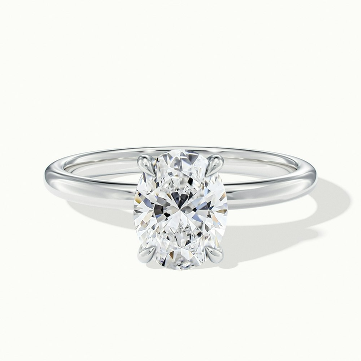 Jade 1 Carat Oval Cut Solitaire Moissanite Diamond Ring in 14k White Gold