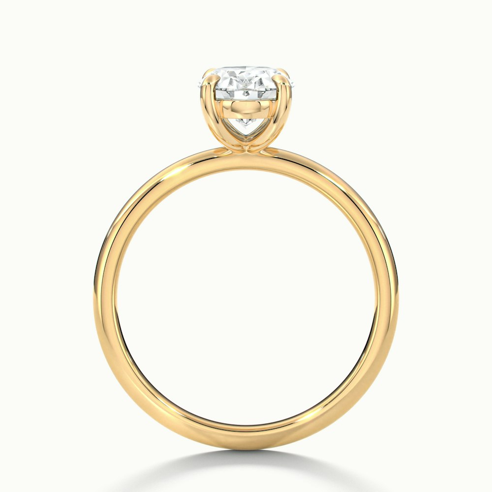 Jade 1.5 Carat Oval Cut Solitaire Moissanite Diamond Ring in 10k Yellow Gold