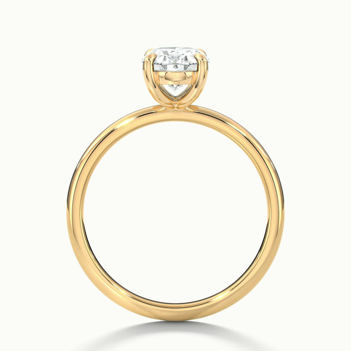 Jade 2.5 Carat Oval Cut Solitaire Moissanite Diamond Ring in 14k Yellow Gold