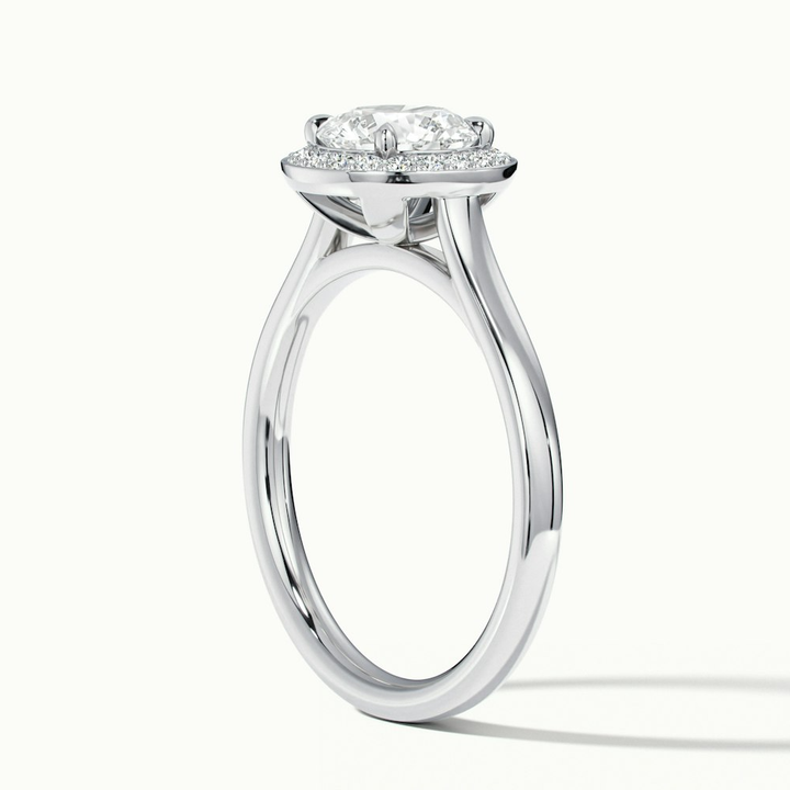 Helyn 1 Carat Round Halo Lab Grown Engagement Ring in 14k White Gold
