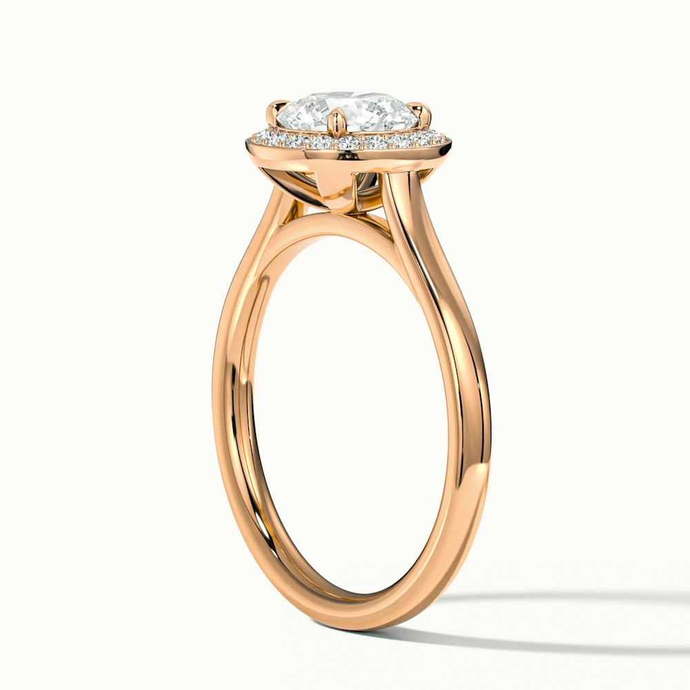 Iva 3 Carat Round Halo Moissanite Diamond Ring in 18k Rose Gold