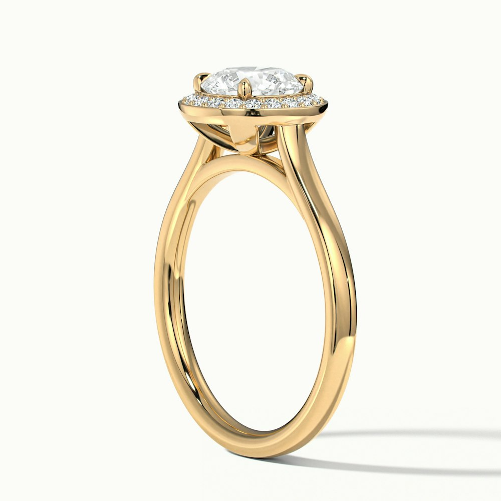 Iva 2 Carat Round Halo Moissanite Diamond Ring in 14k Yellow Gold