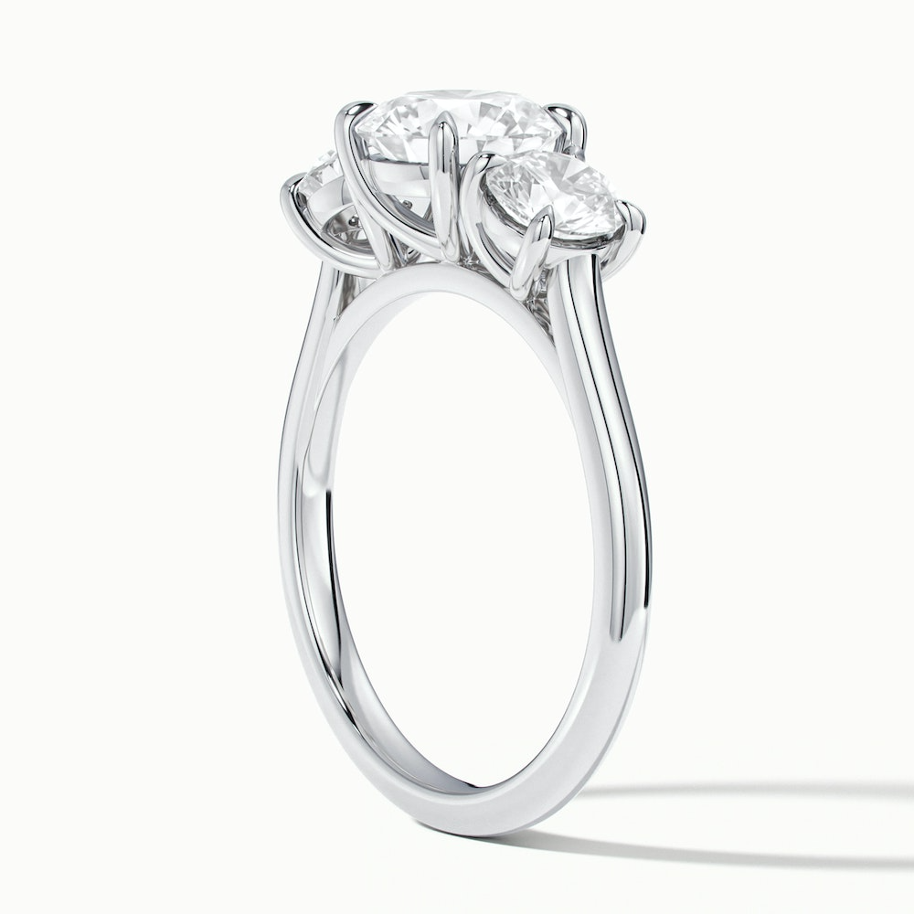 Ira 1 Carat Round Three Stone Lab Grown Engagement Ring in 14k White Gold