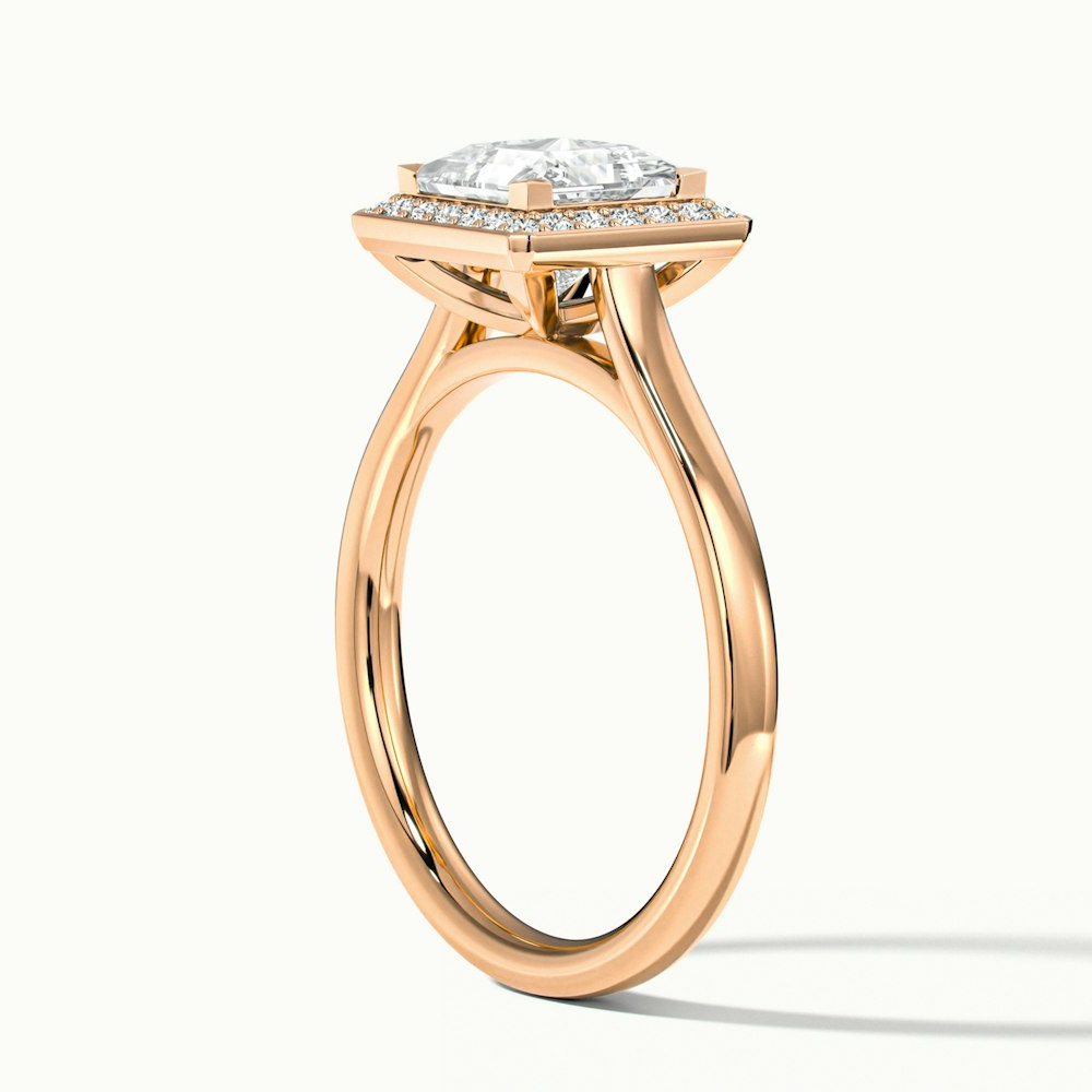 Kelly 1.5 Carat Princess Cut Halo Pave Lab Grown Engagement Ring in 14k Rose Gold