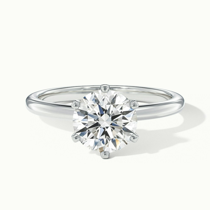 Emma 1 Carat Round Solitaire Lab Grown Engagement Ring in 14k White Gold