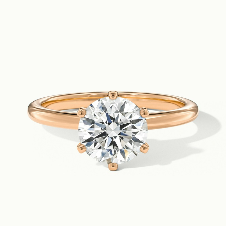 Flora 2 Carat Round Solitaire Moissanite Diamond Ring in 10k Rose Gold