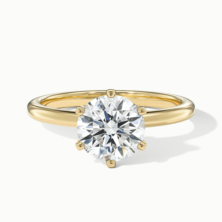 Flora 1 Carat Round Solitaire Moissanite Diamond Ring in 10k Yellow Gold