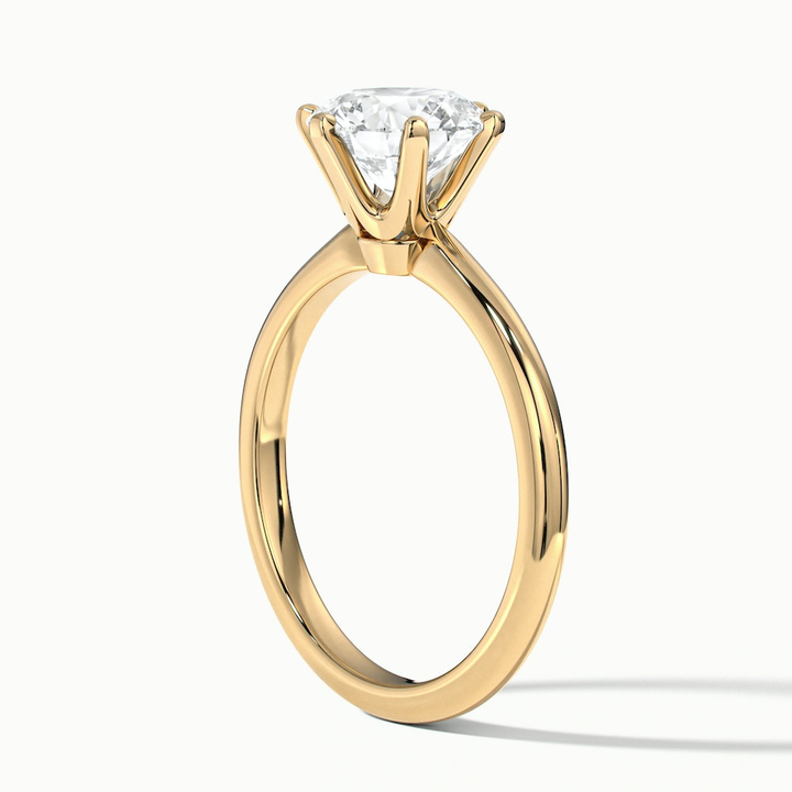 Flora 3 Carat Round Solitaire Moissanite Diamond Ring in 10k Yellow Gold