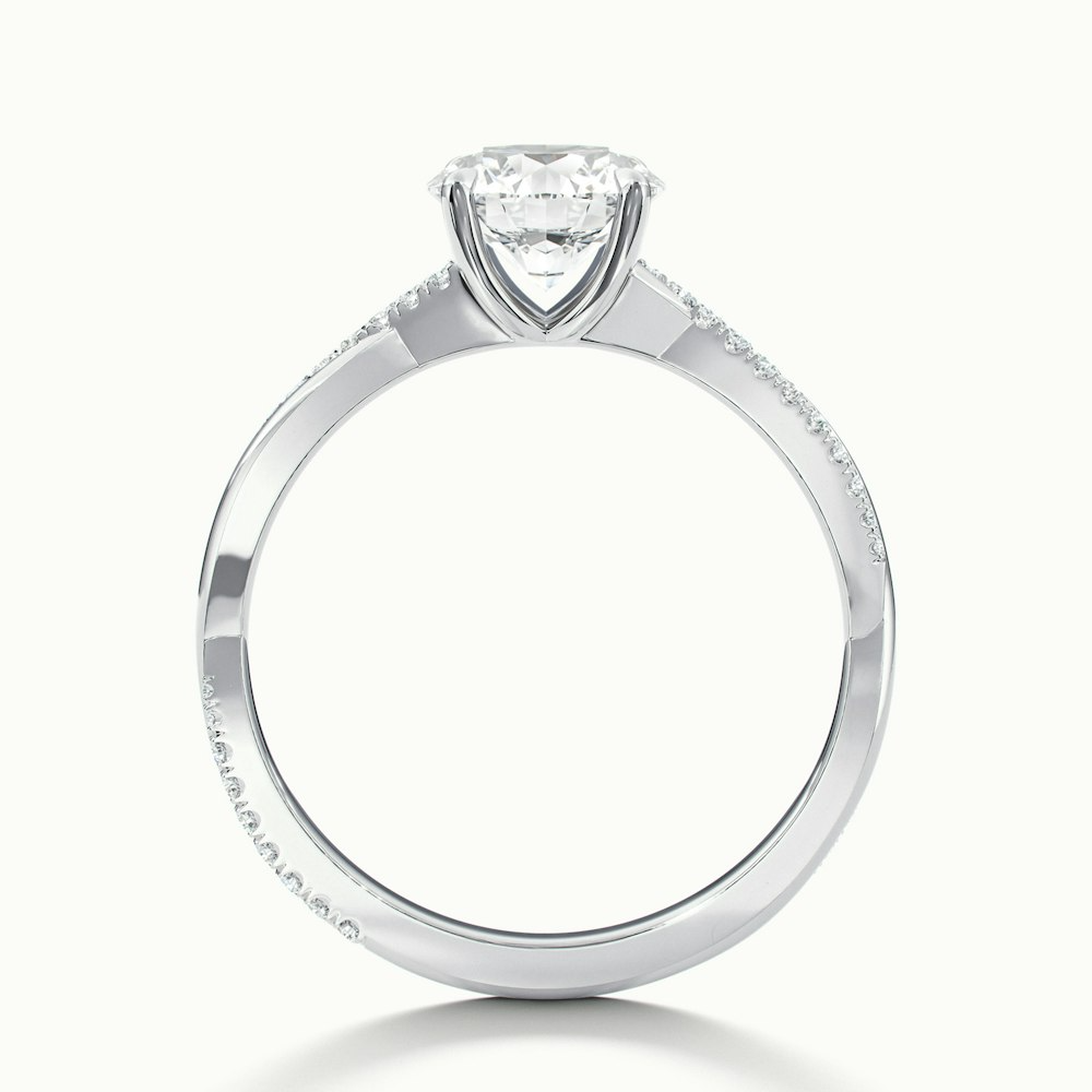 Elle 3 Carat Round Cut Solitaire Scallop Lab Grown Engagement Ring in 10k White Gold