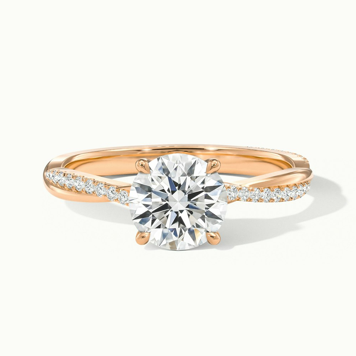 Amy 1 Carat Round Cut Solitaire Scallop Moissanite Diamond Ring in 10k Rose Gold
