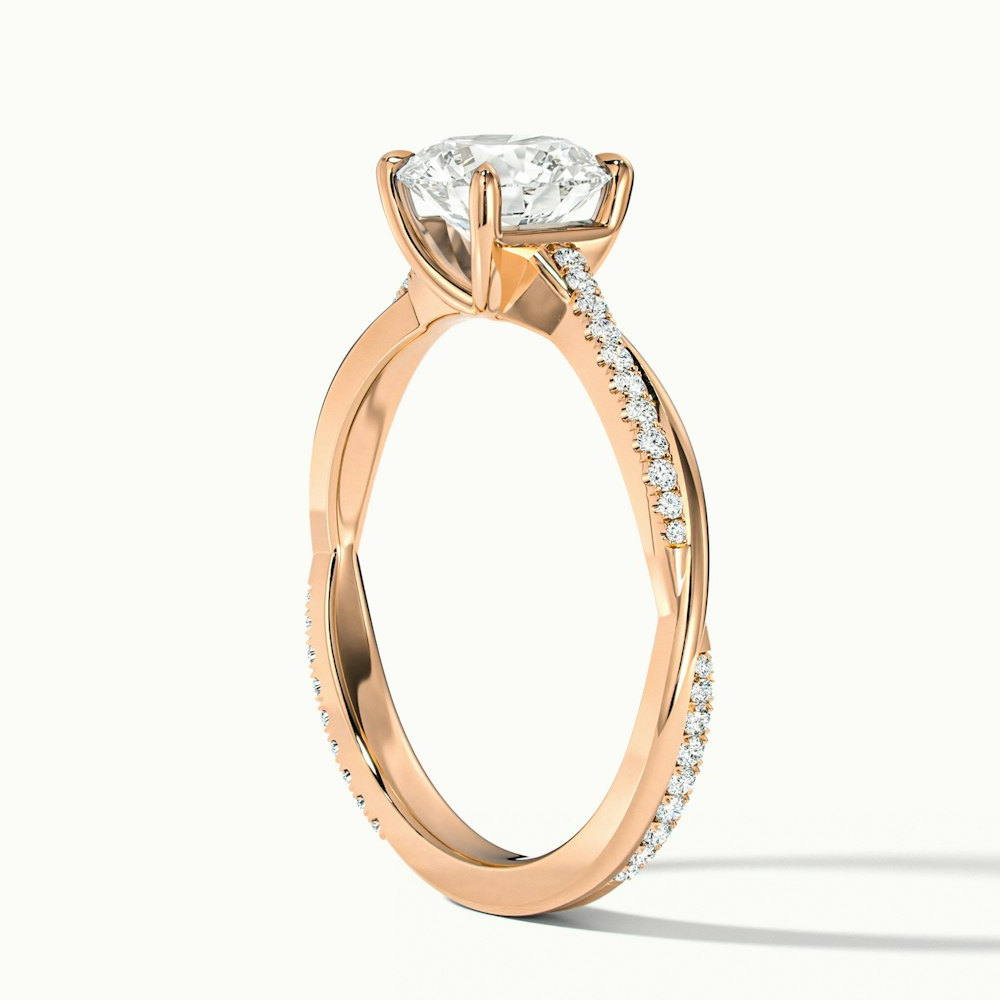 Amy 3.5 Carat Round Cut Solitaire Scallop Moissanite Diamond Ring in 10k Rose Gold