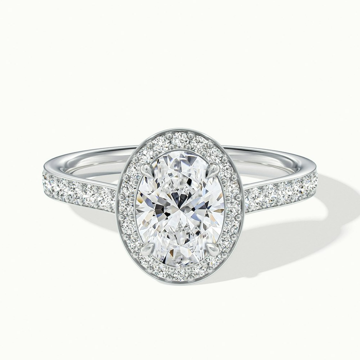 Erin 3 Carat Oval Halo Pave Lab Grown Engagement Ring in 10k White Gold