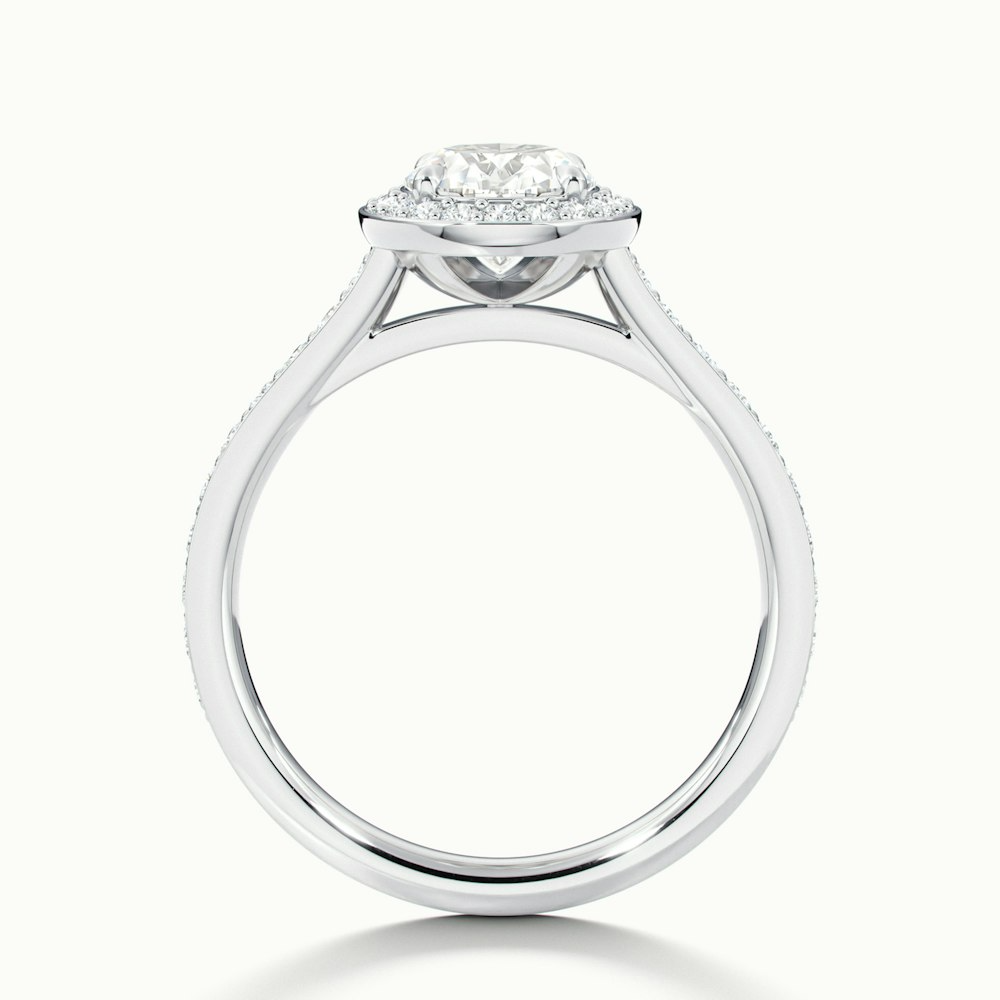 Emily 1 Carat Oval Halo Pave Moissanite Diamond Ring in 14k White Gold