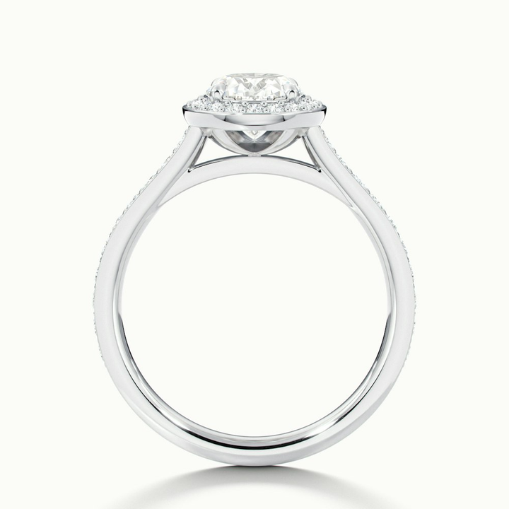 Erin 1 Carat Oval Halo Pave Lab Grown Engagement Ring in 14k White Gold