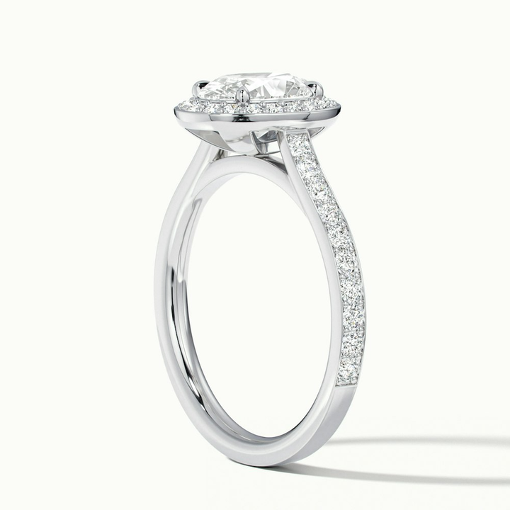 Erin 3 Carat Oval Halo Pave Lab Grown Engagement Ring in 10k White Gold