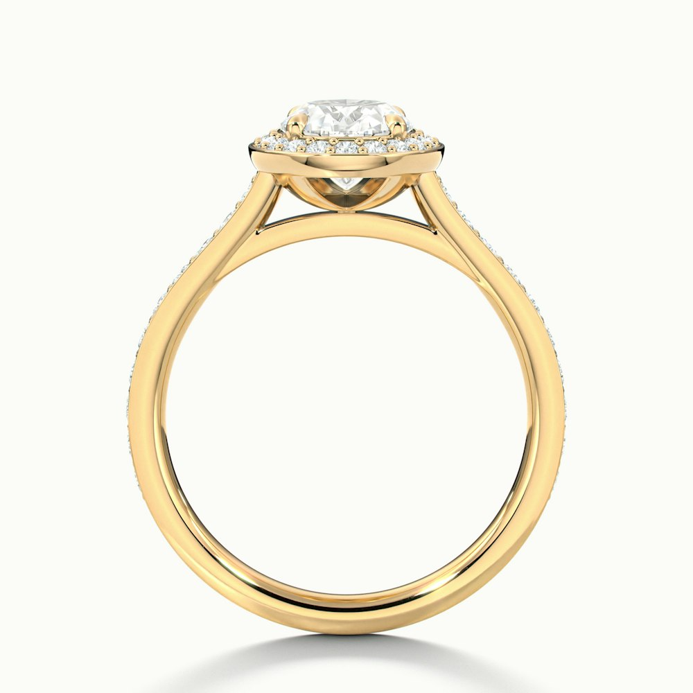 Emily 3 Carat Oval Halo Pave Moissanite Diamond Ring in 10k Yellow Gold
