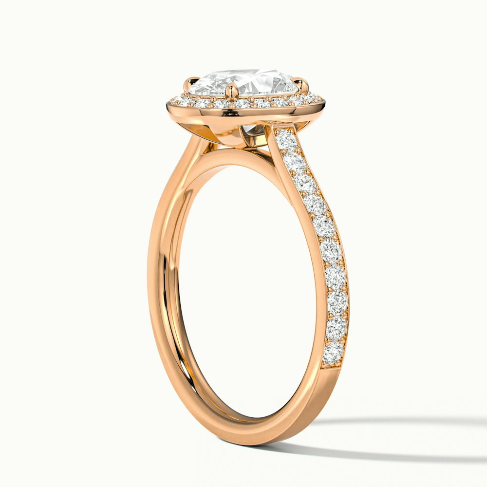 Erin 1 Carat Oval Halo Pave Lab Grown Engagement Ring in 10k Rose Gold