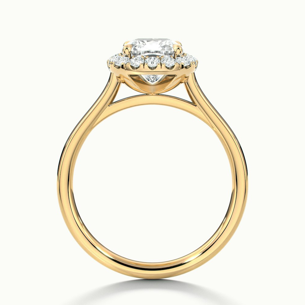 Dina 2 Carat Cushion Cut Halo Moissanite Diamond Ring in 10k Yellow Gold