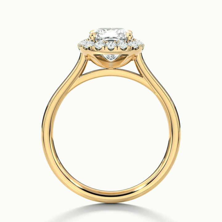 Dina 5 Carat Cushion Cut Halo Moissanite Diamond Ring in 14k Yellow Gold