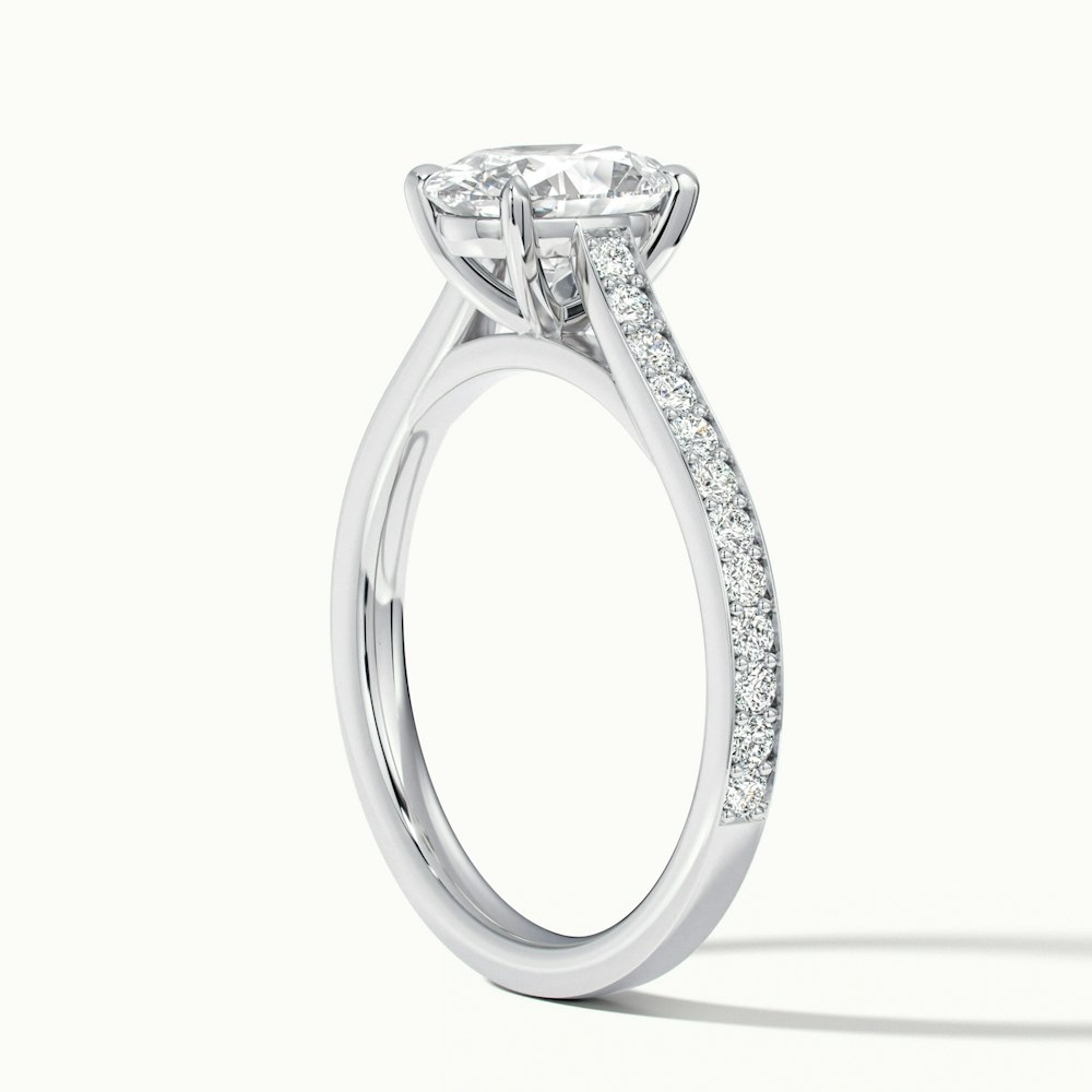 Jessy 5 Carat Oval Cut Solitaire Pave Lab Grown Engagement Ring in 18k White Gold