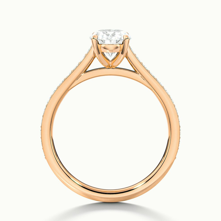 Dallas 1 Carat Oval Cut Solitaire Pave Moissanite Diamond Ring in 14k Rose Gold