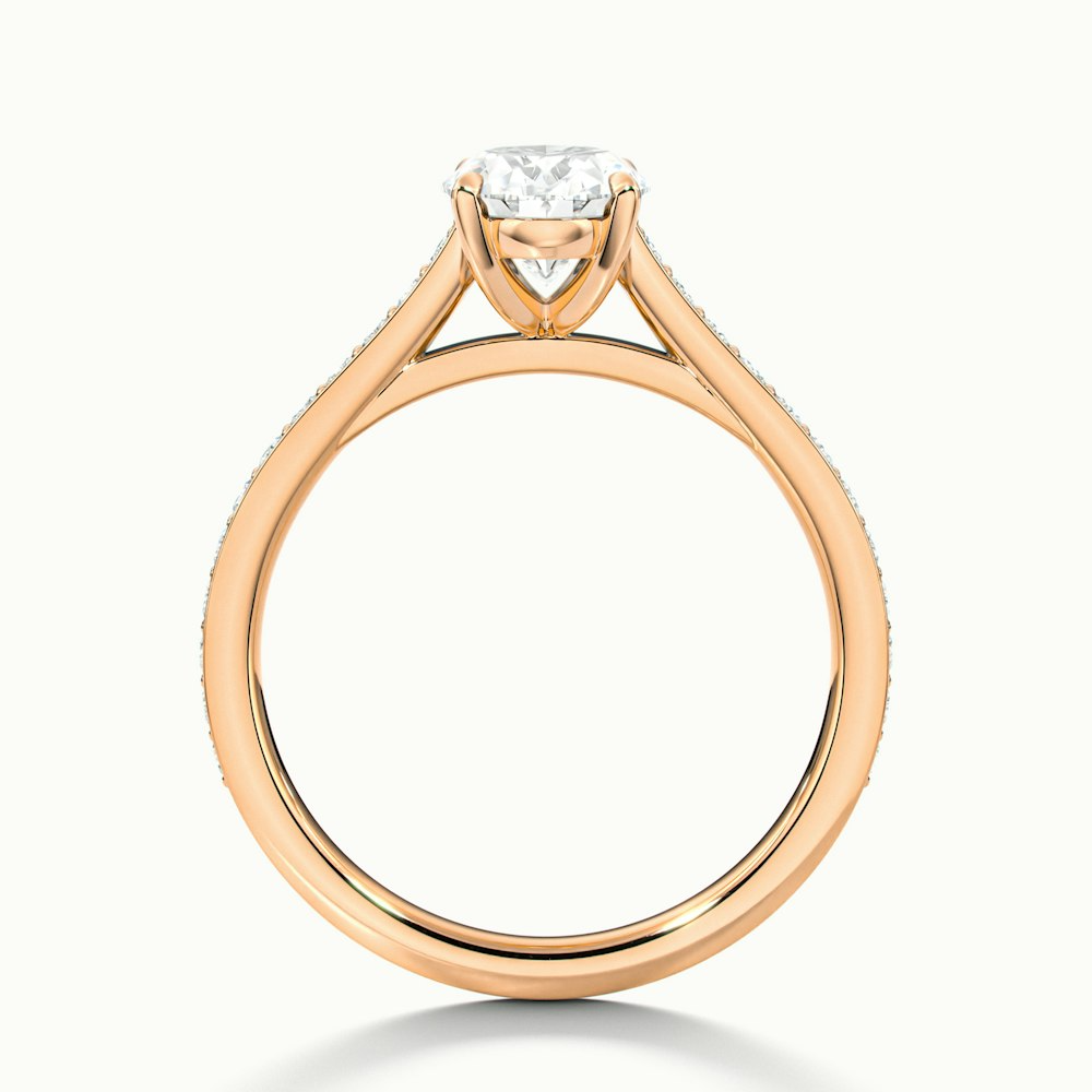 Jessy 3 Carat Oval Cut Solitaire Pave Lab Grown Engagement Ring in 18k Rose Gold