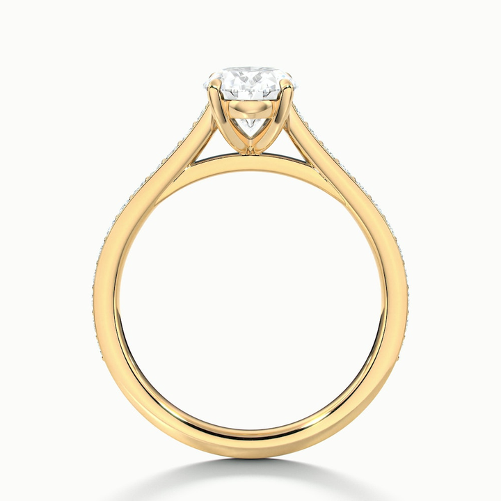 Dallas 3 Carat Oval Cut Solitaire Pave Moissanite Diamond Ring in 10k Yellow Gold
