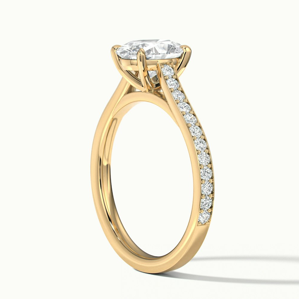 Jessy 1 Carat Oval Cut Solitaire Pave Lab Grown Engagement Ring in 14k Yellow Gold