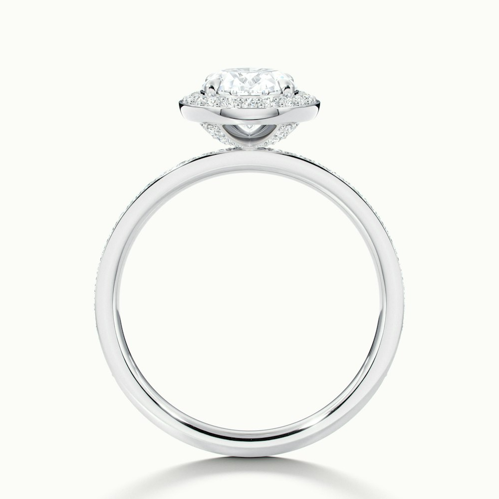 Eden 3 Carat Oval Halo Pave Lab Grown Engagement Ring in 10k White Gold