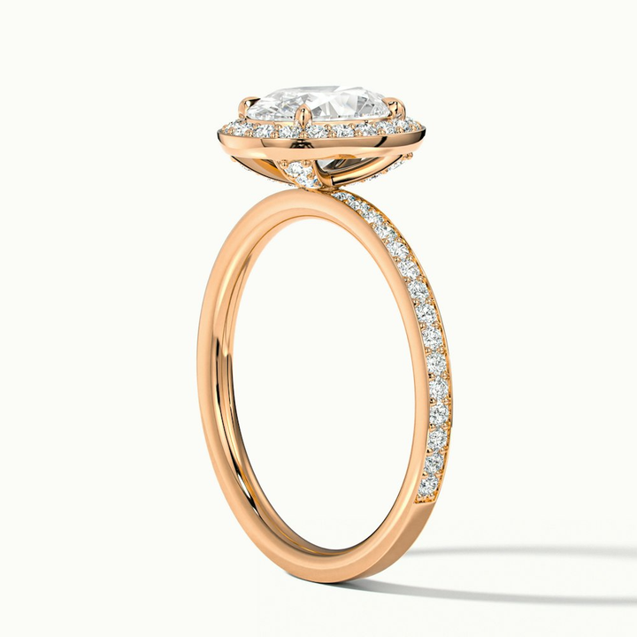 Eden 4 Carat Oval Halo Pave Lab Grown Engagement Ring in 14k Rose Gold