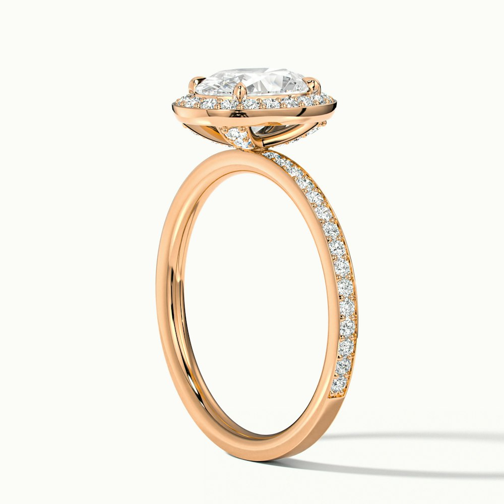 Eden 2 Carat Oval Halo Pave Lab Grown Engagement Ring in 14k Rose Gold