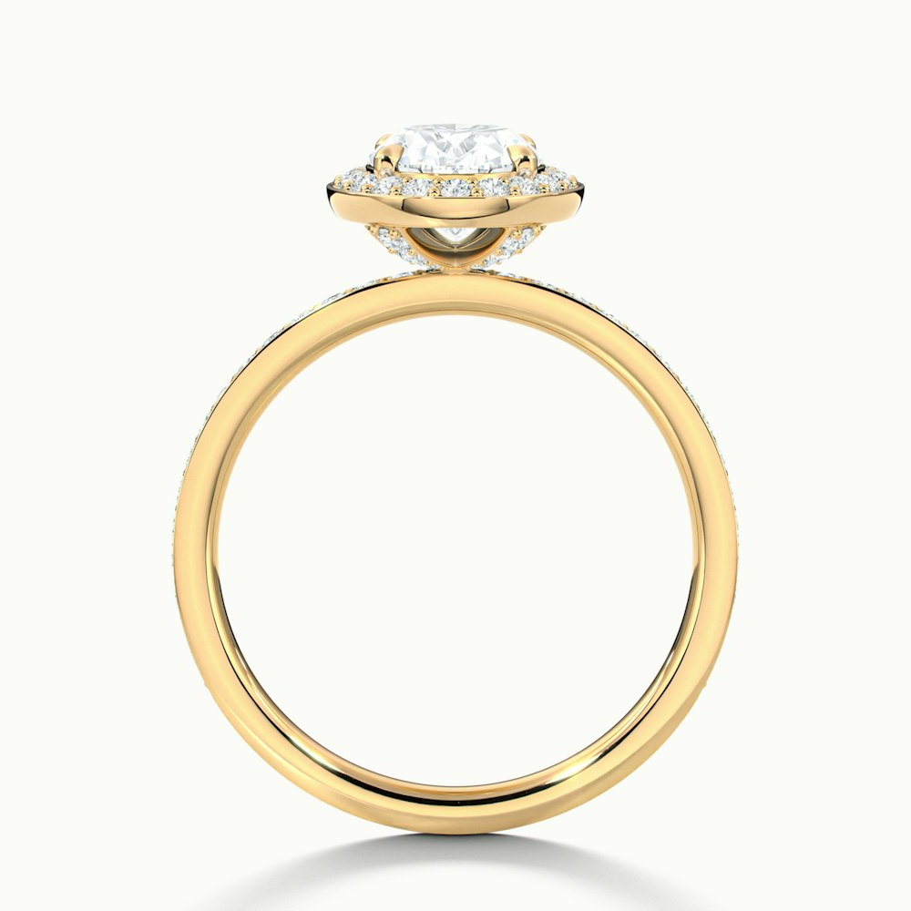 Claudia 5 Carat Oval Halo Pave Moissanite Diamond Ring in 14k Yellow Gold