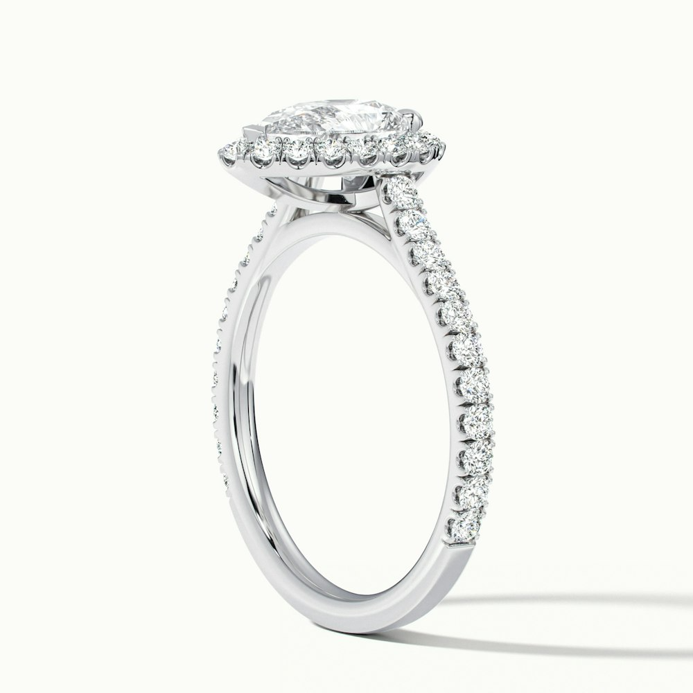 Aria 3 Carat Pear Shaped Halo Lab Grown Engagement Ring in 10k White Gold