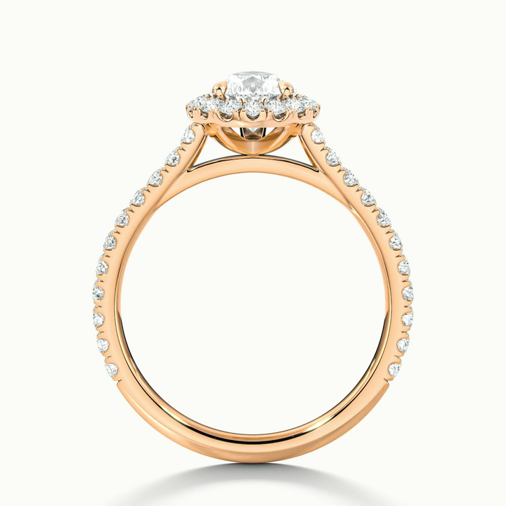 Cindy 2 Carat Pear Shaped Halo Moissanite Diamond Ring in 10k Rose Gold