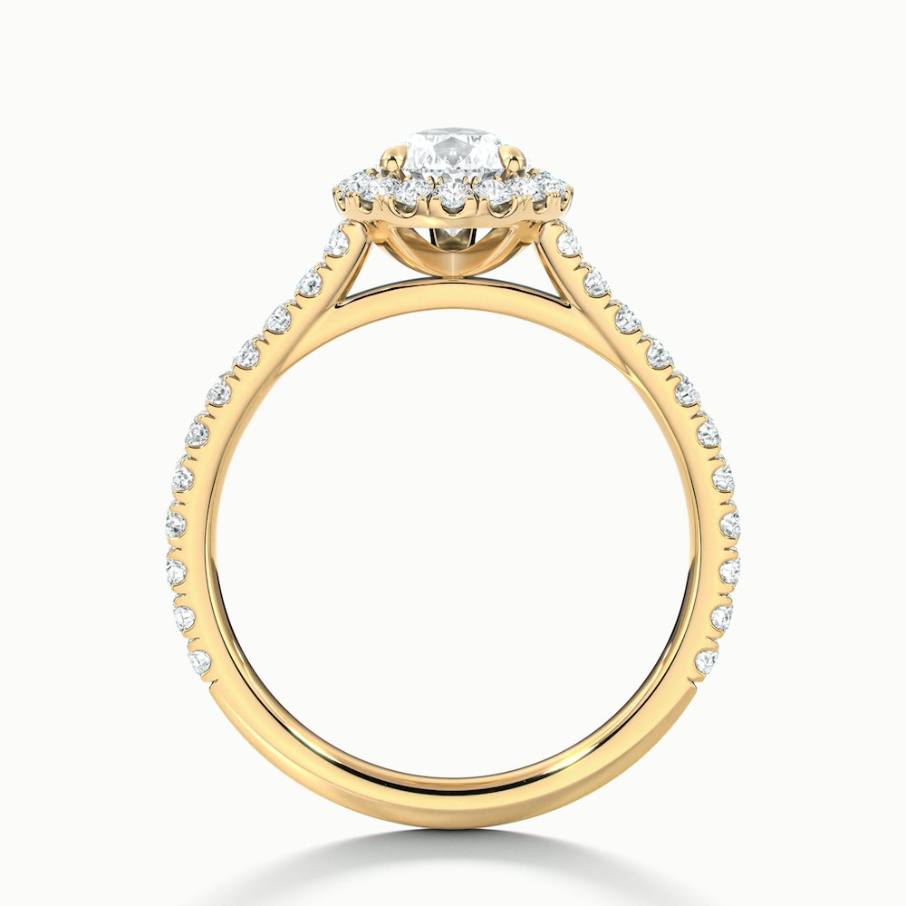 Aria 1.5 Carat Pear Shaped Halo Lab Grown Engagement Ring in 10k Yellow Gold