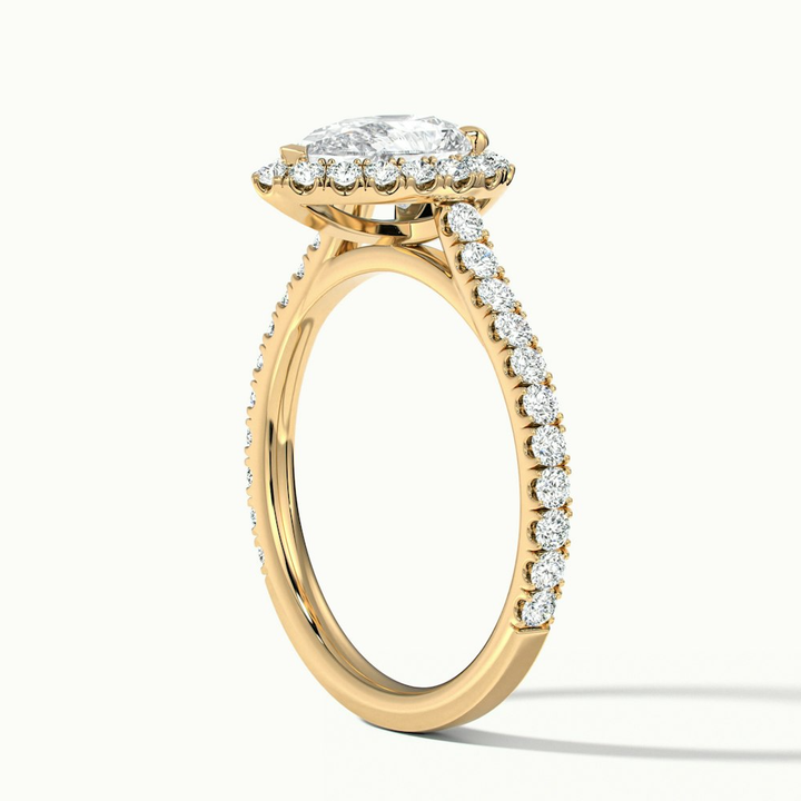 Cindy 5 Carat Pear Shaped Halo Moissanite Diamond Ring in 14k Yellow Gold