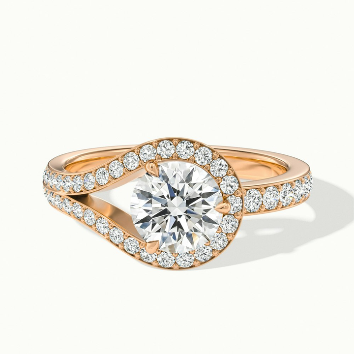 Avi 3 Carat Round Halo Pave Lab Grown Engagement Ring in 18k Rose Gold