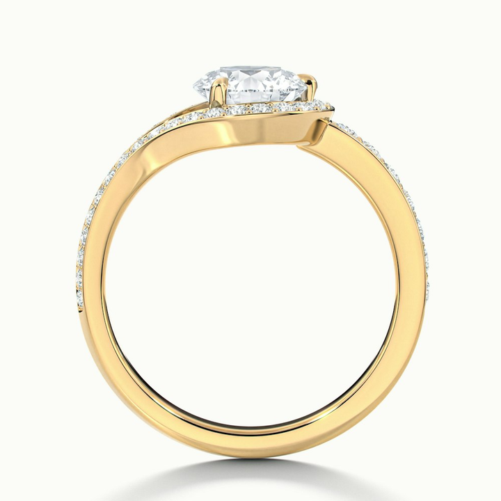 Avi 5 Carat Round Halo Pave Lab Grown Engagement Ring in 14k Yellow Gold