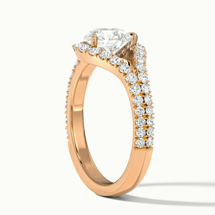 Betti 3.5 Carat Round Halo Scallop Lab Grown Engagement Ring in 10k Rose Gold