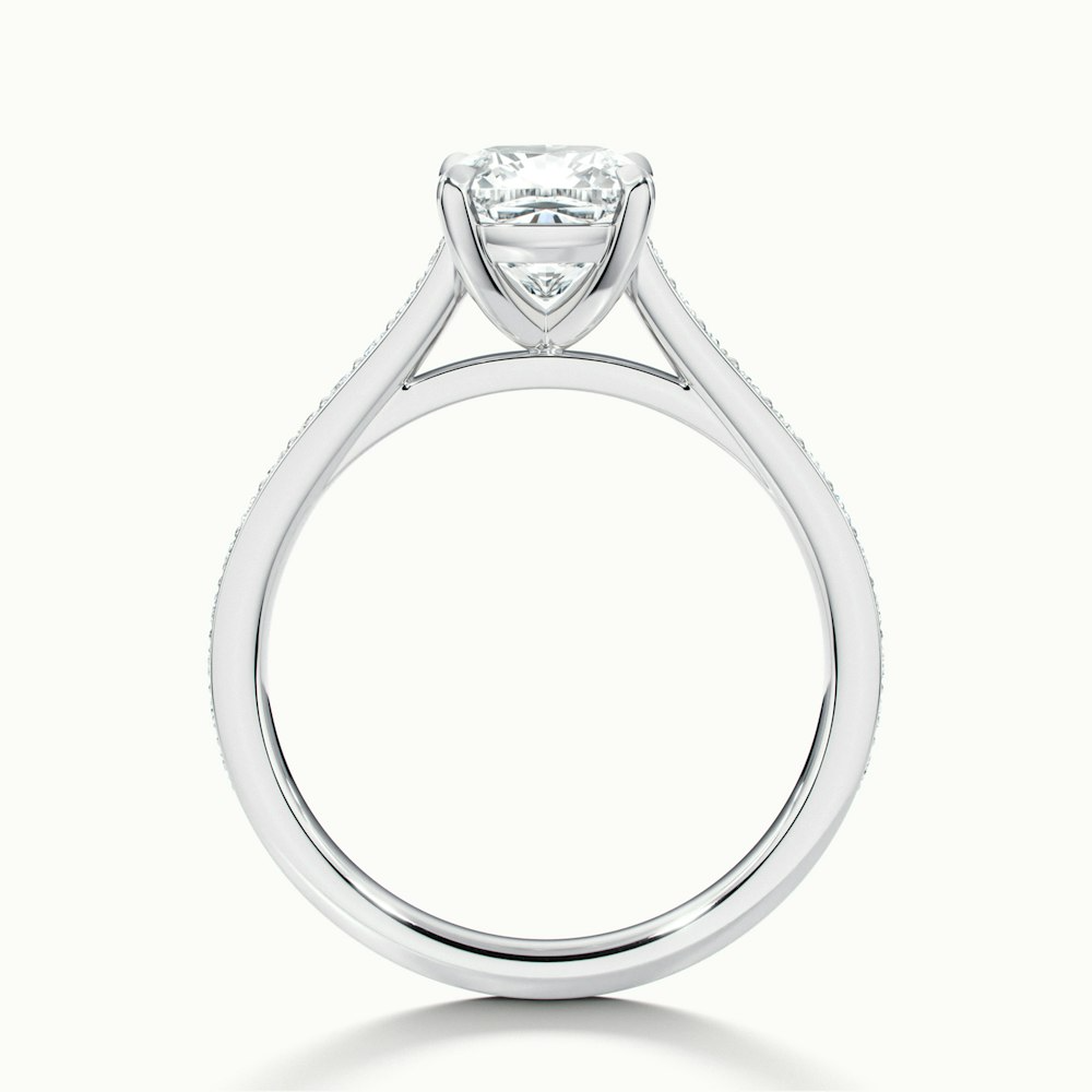 Eva 2 Carat Cushion Cut Solitaire Pave Moissanite Diamond Ring in Platinum