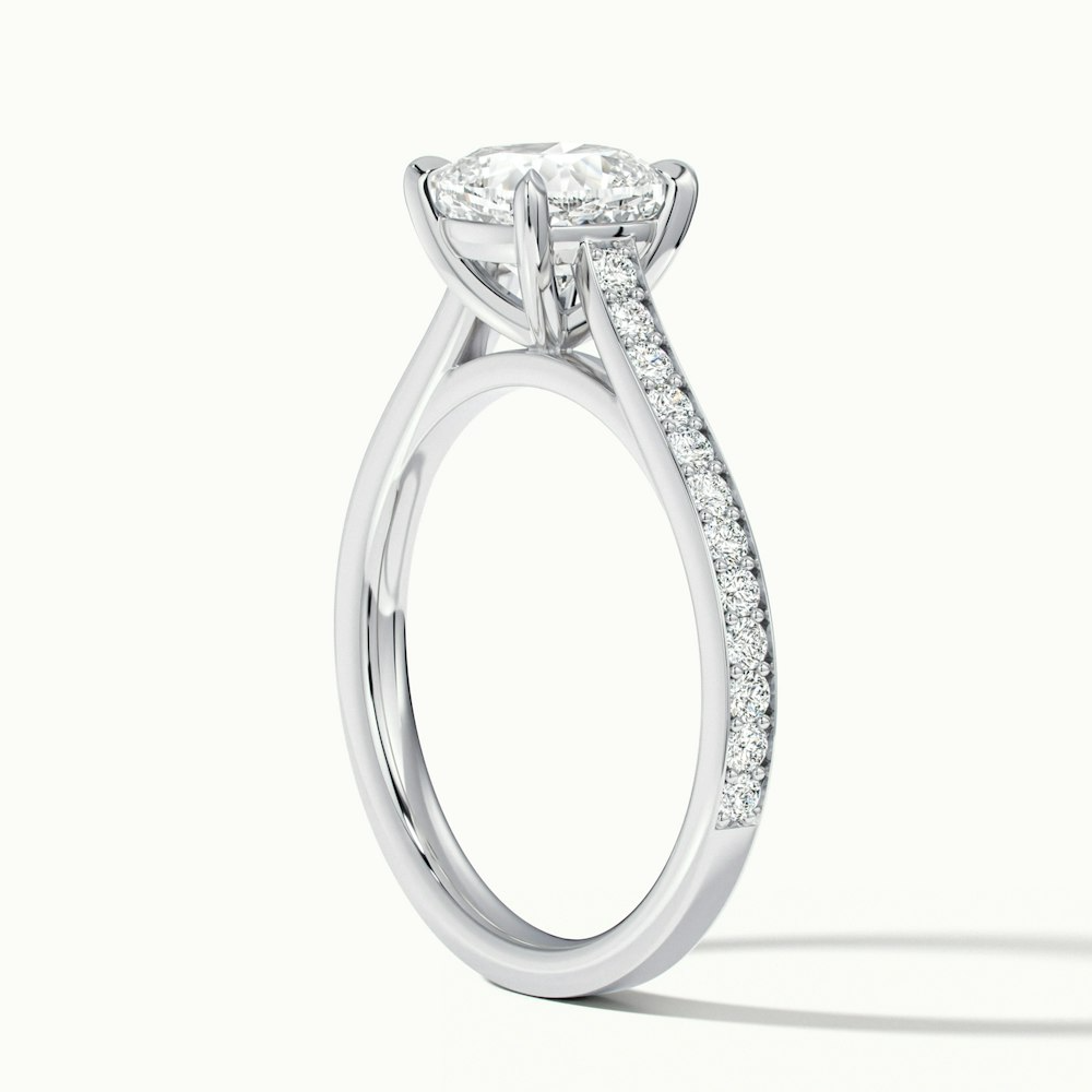 Eva 2 Carat Cushion Cut Solitaire Pave Moissanite Diamond Ring in Platinum