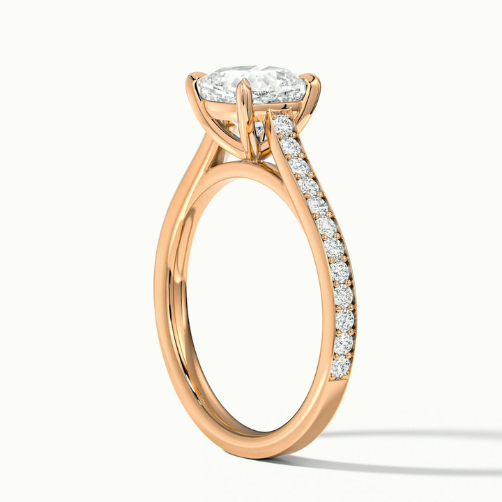 Eva 2 Carat Cushion Cut Solitaire Pave Moissanite Diamond Ring in 10k Rose Gold