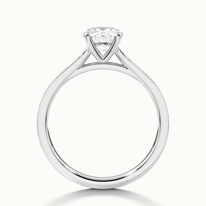 Callie 1 Carat Round Solitaire Pave Lab Grown Engagement Ring in 14k White Gold