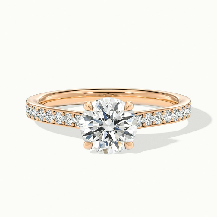 Betti 3.5 Carat Round Solitaire Pave Moissanite Diamond Ring in 10k Rose Gold