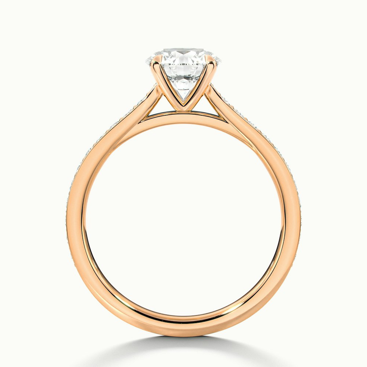 Callie 2 Carat Round Solitaire Pave Lab Grown Engagement Ring in 10k Rose Gold